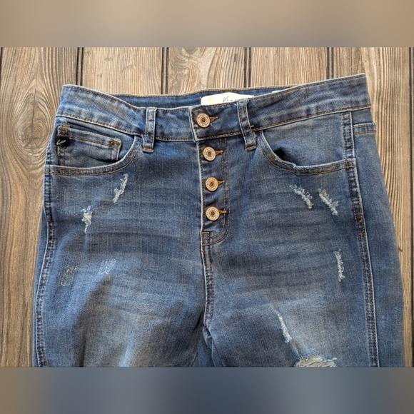 KanCan size 5/26 skinny jeans with button fly and unique tapered legs/seams - Picture 7 of 11